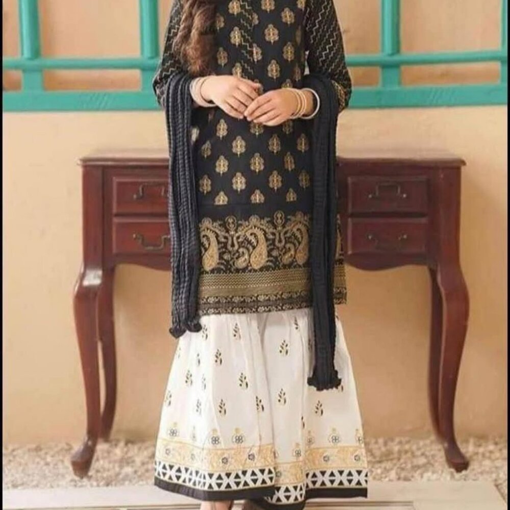 Girl's Cotton 3-Piece Gharara Outfit
